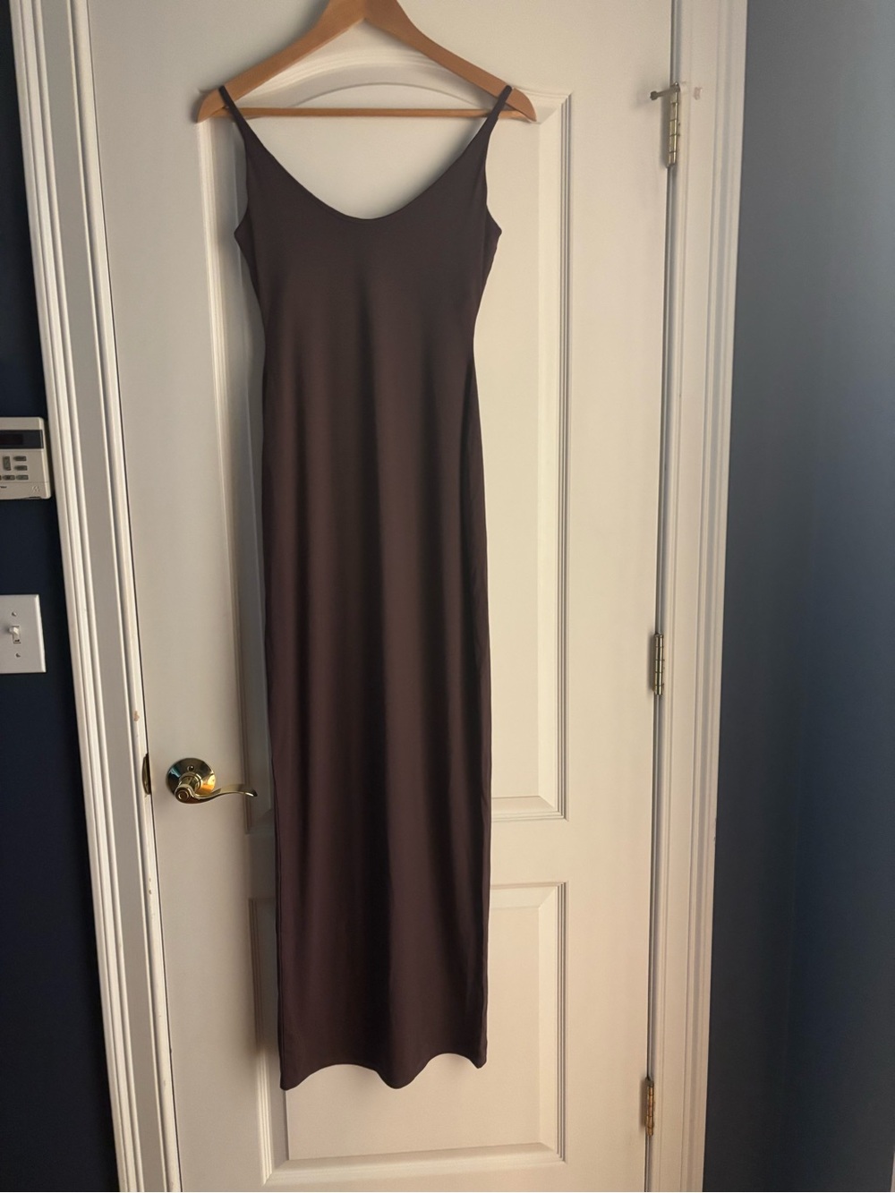 Skims Scoop Neck Long Dress Raisin Color Dress